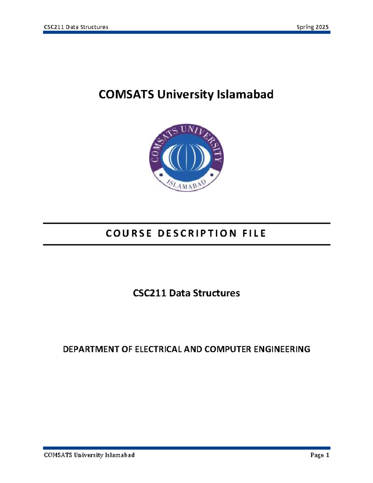 CSC211 Data Structures Course Description - Spring 2025 - Studocu
