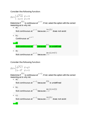 Caculus milestone 5 - 1 17/25 that's 68% RETAKE 17 questions were ...