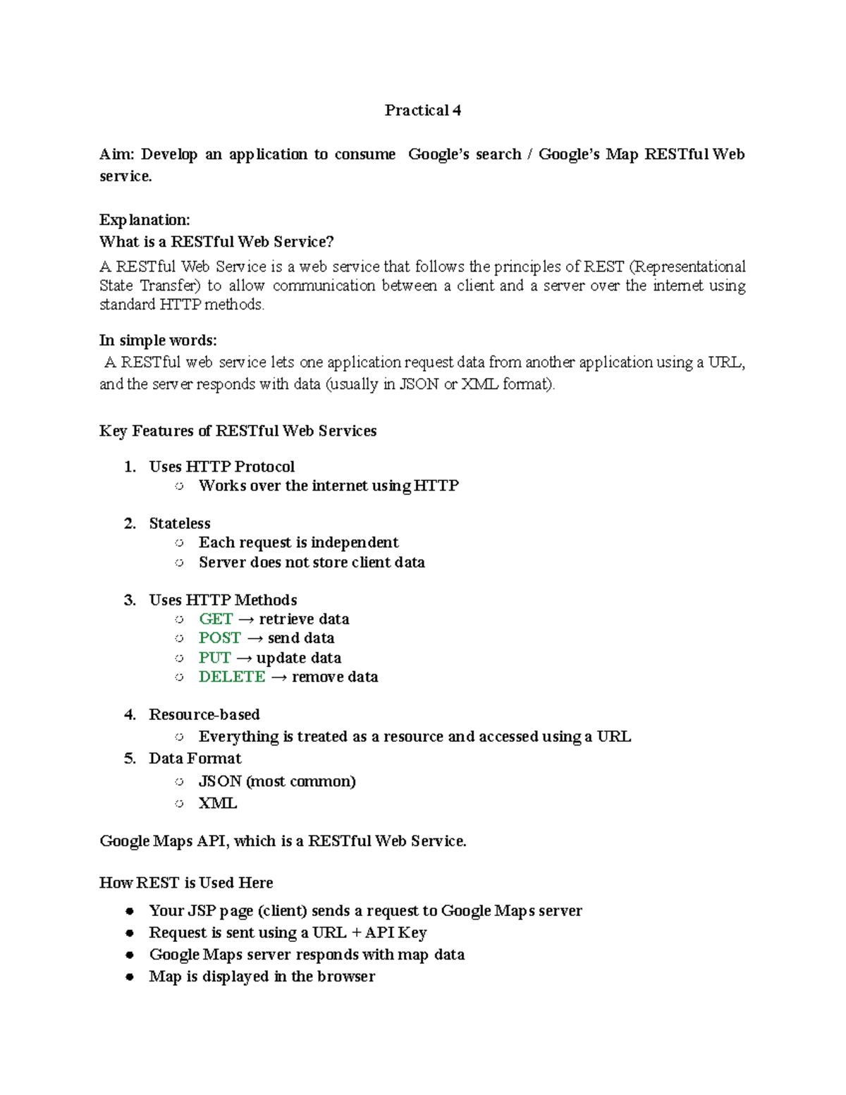 Practical 4: Developing a Google Maps RESTful Web Service App - Studocu