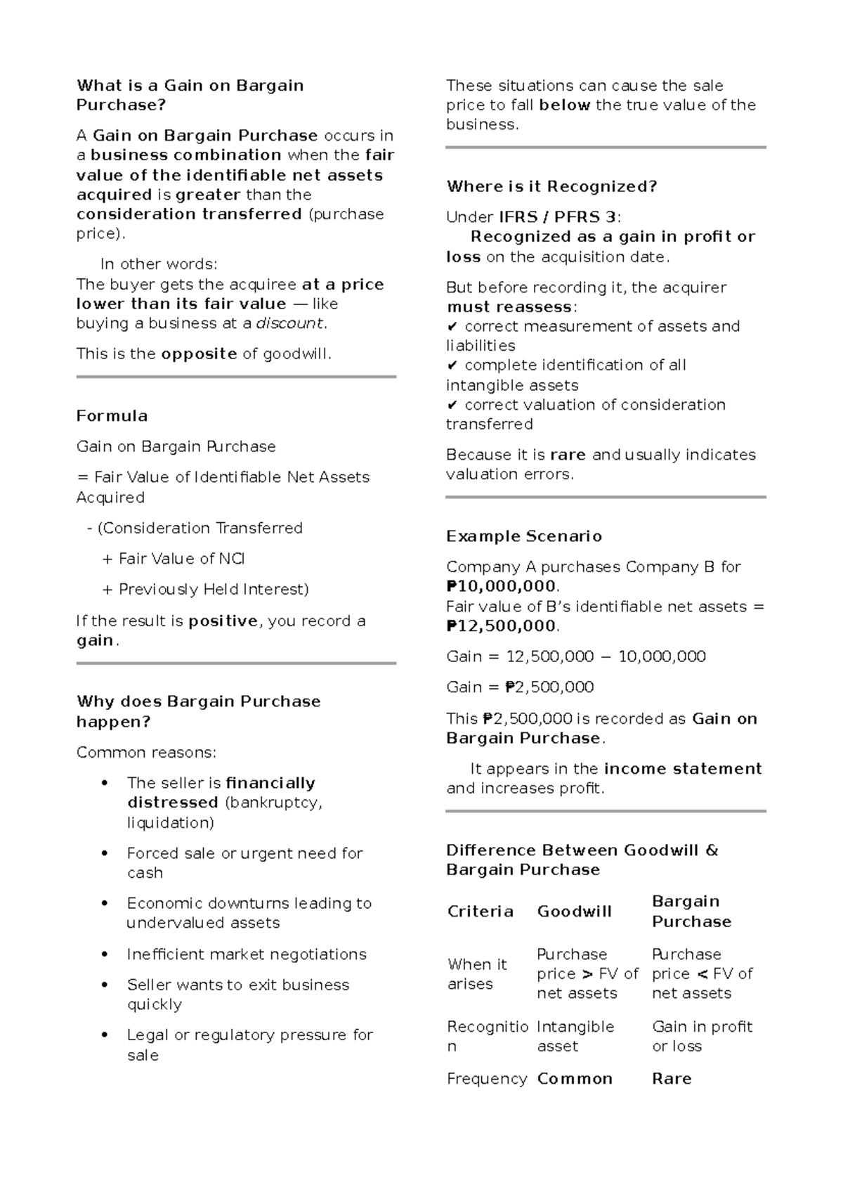 Gain on Bargain Purchase Explained: Key Concepts and Examples - Studocu