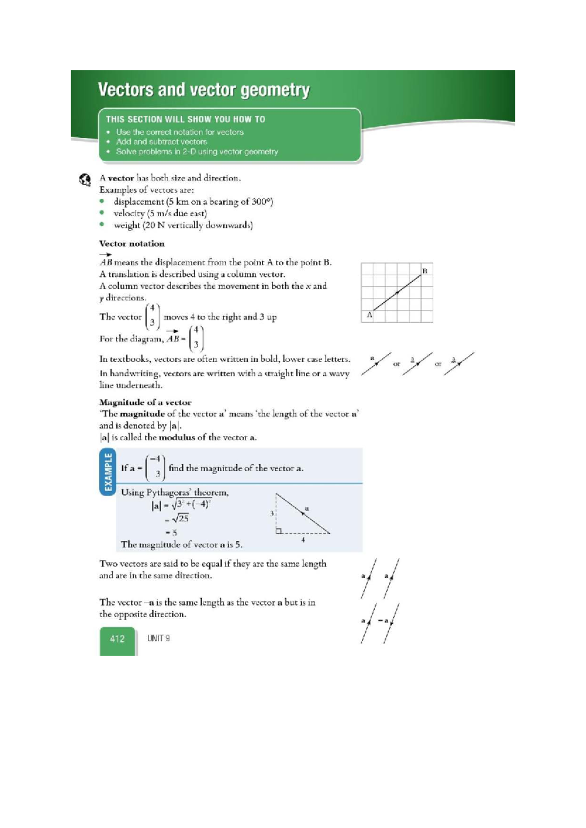 Vectors and Vector Geometry Notes - Good Practice - Studocu