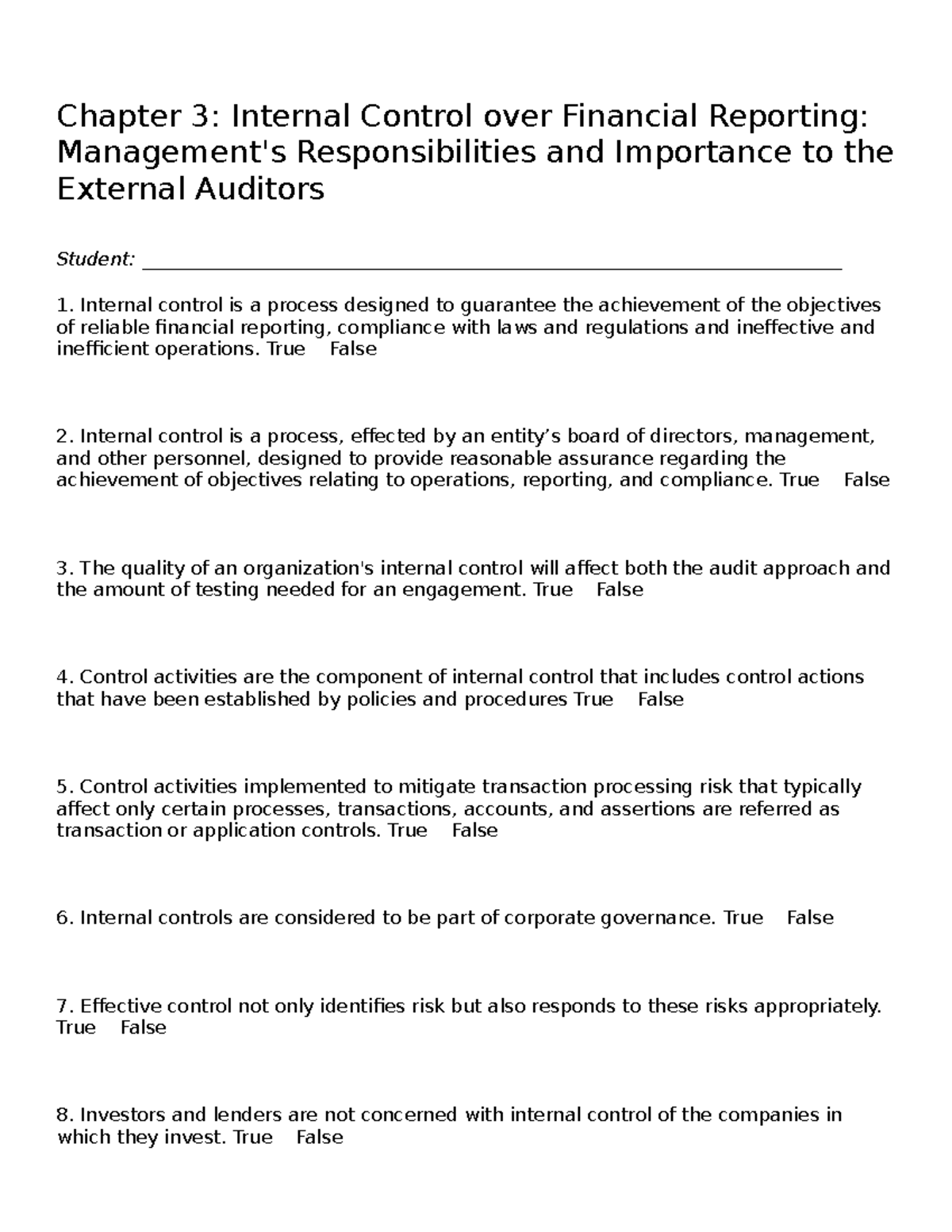 Chapter 3: Internal Control Over Financial Reporting - Key Concepts and ...