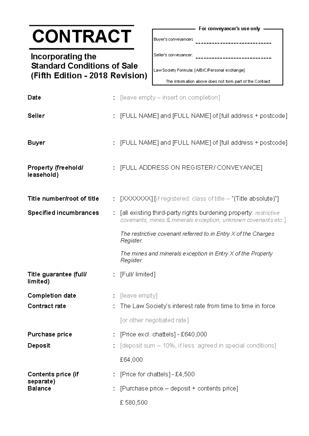 Template Contract - Freehold Property Agreement - Studocu
