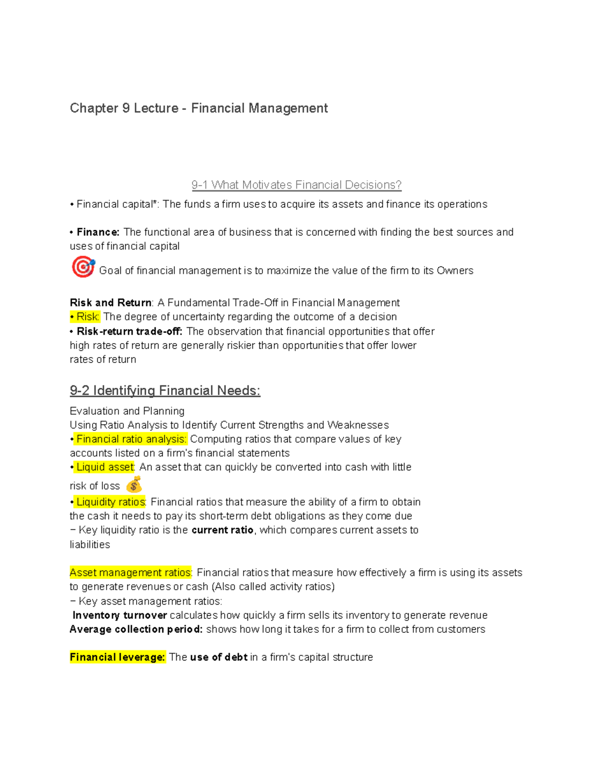 Financial Management: Chapter 9 Overview & Capital Budgeting Analysis ...