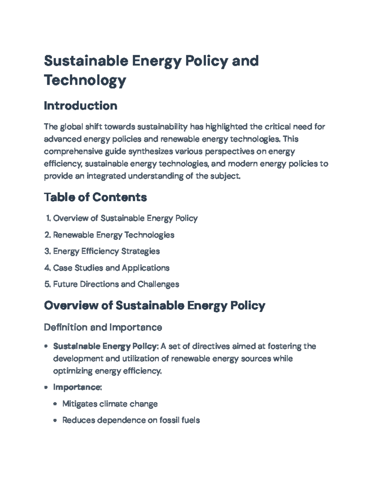 Sustainable Energy Policy & Technology: A Comprehensive Guide ...