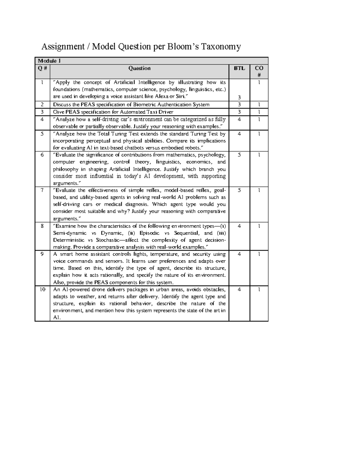 Module 1 Assignment: Exploring AI Concepts and Agent Types - Studocu