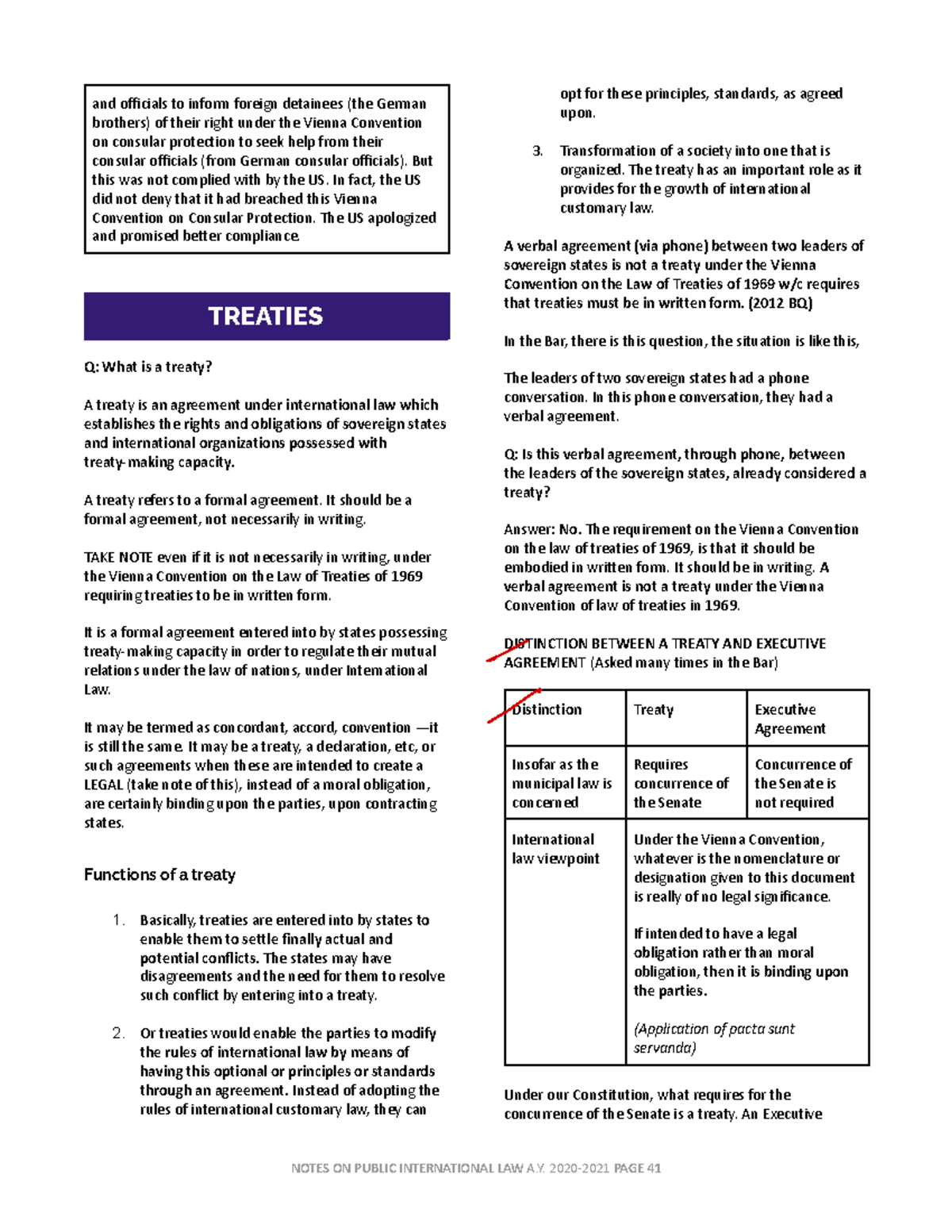 Public International Law Notes: Key Concepts and Treaties (A.Y. 2020 ...