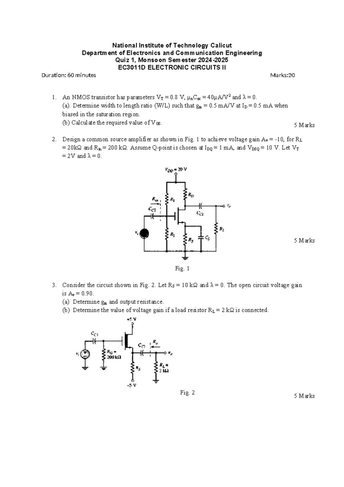 EC6401 Electronic Circuits II - Comprehensive Question Bank (QBW) - Studocu