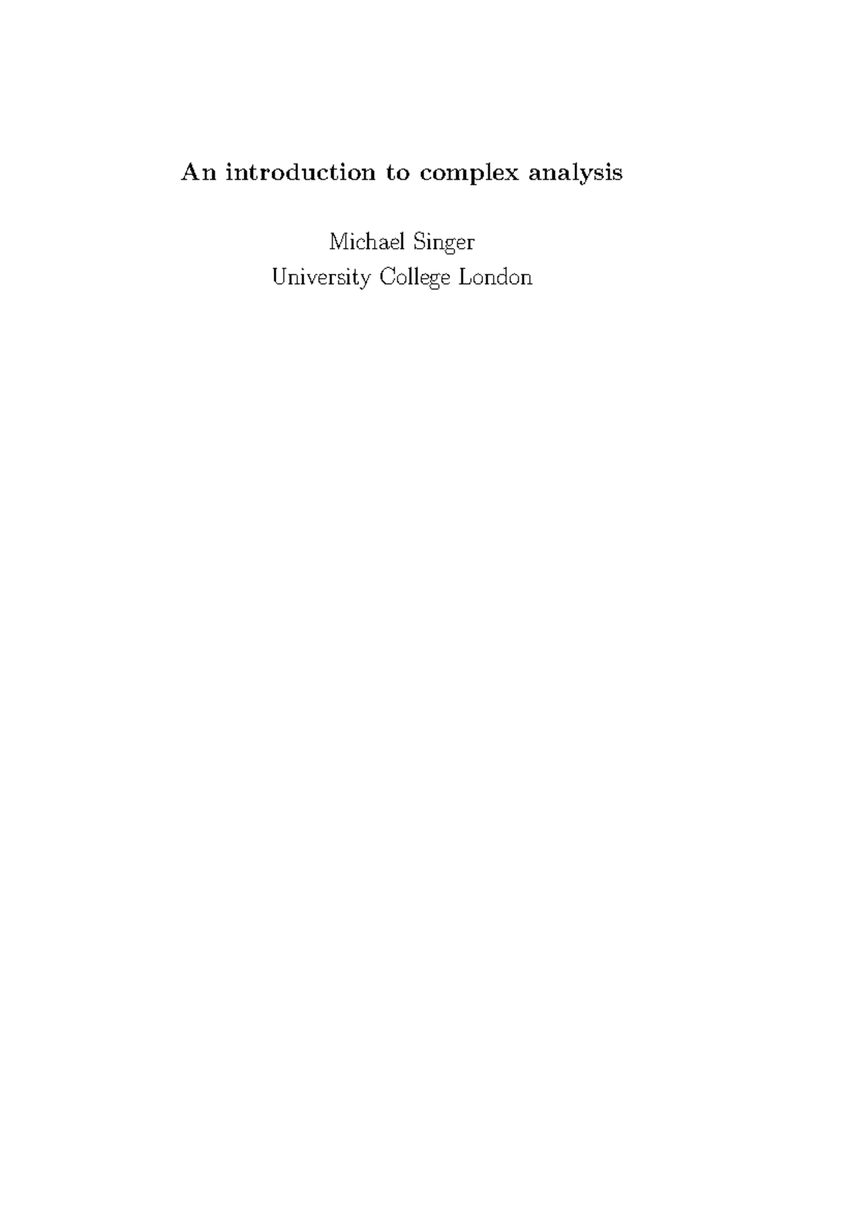 Complex Analysis Lecture Notes (2017) - Plane Topology Overview - Studocu
