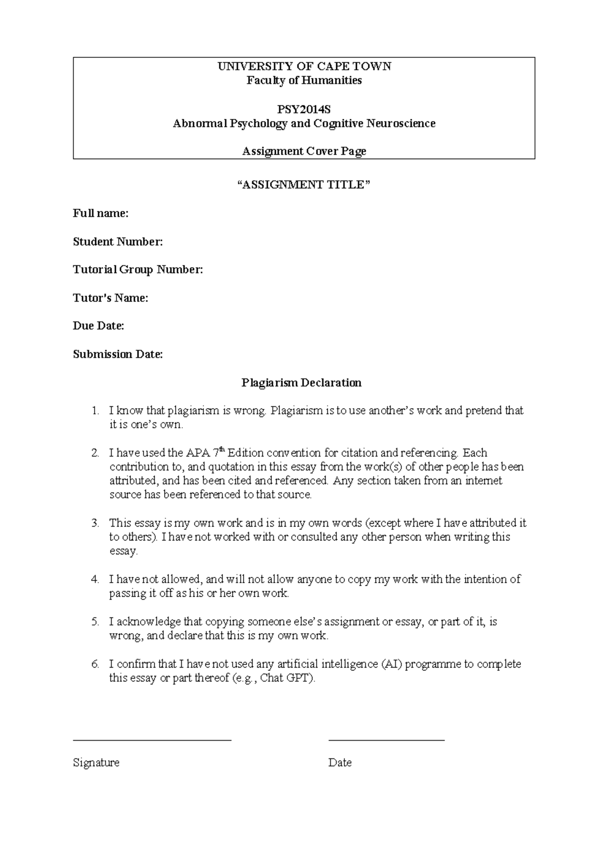 PSY2014 S Tutorial Assignment 4 Template [ Studentnumber] - UNIVERSITY ...