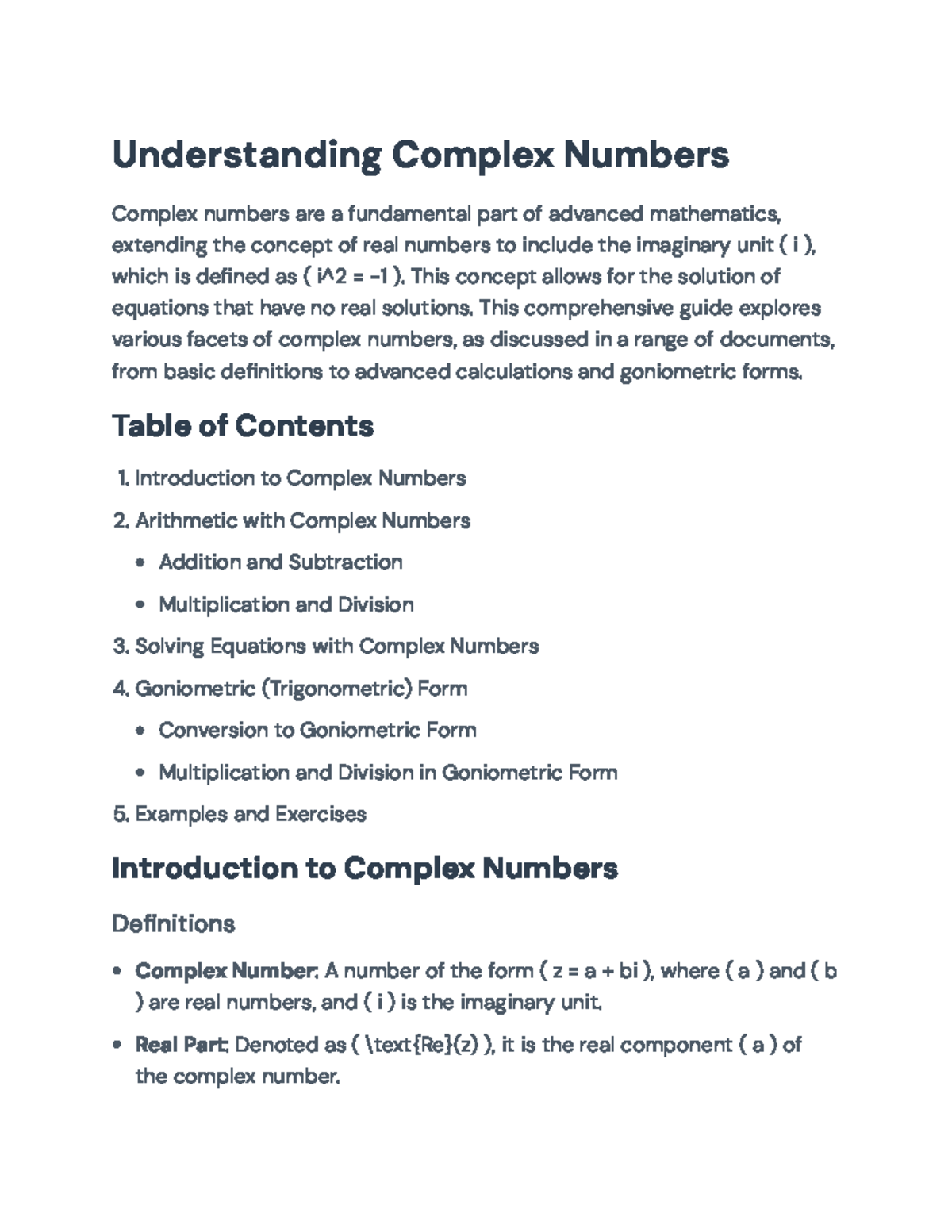 Understanding Complex Numbers: A Comprehensive Guide - Understanding ...