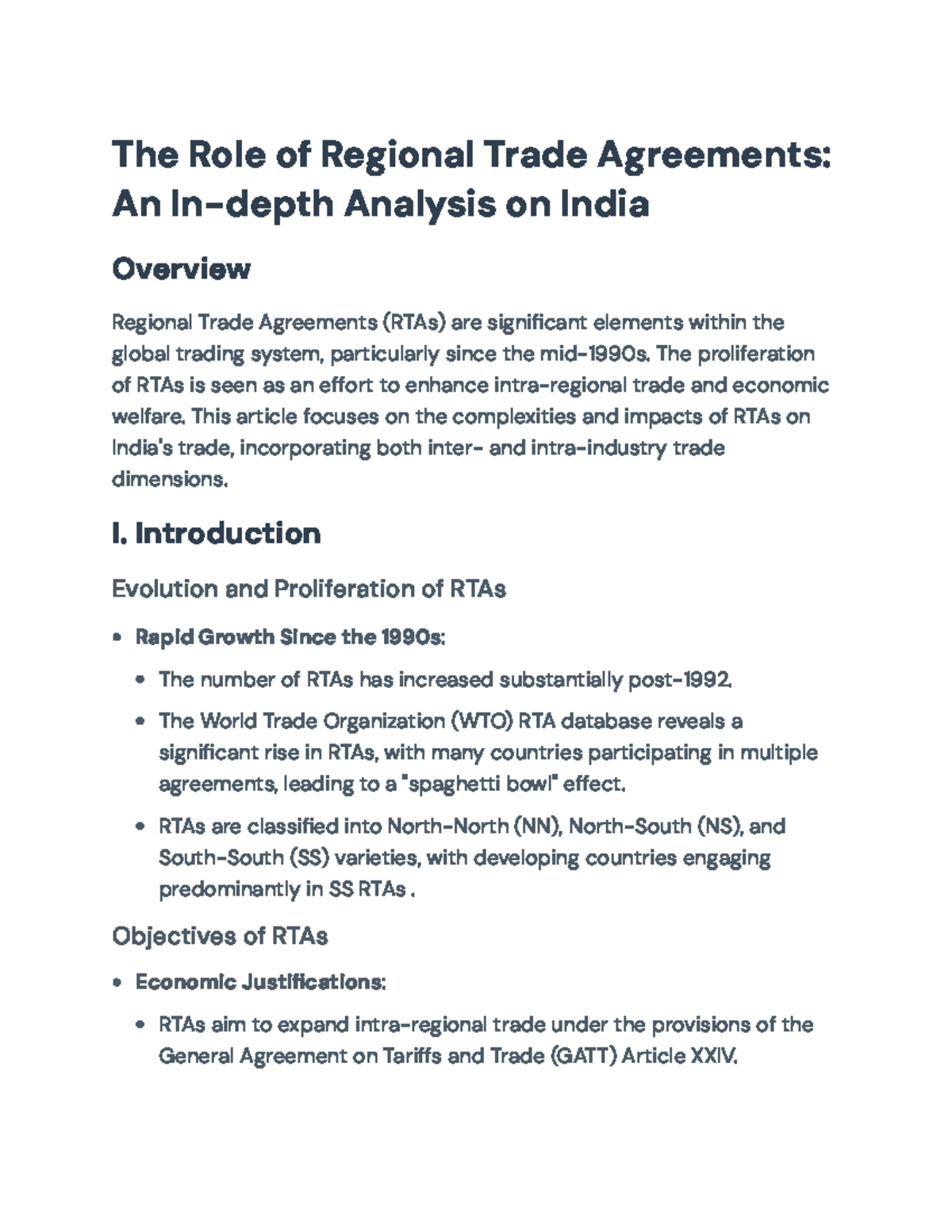 The Role of Regional Trade Agreements: Analyzing Their Impact on India ...