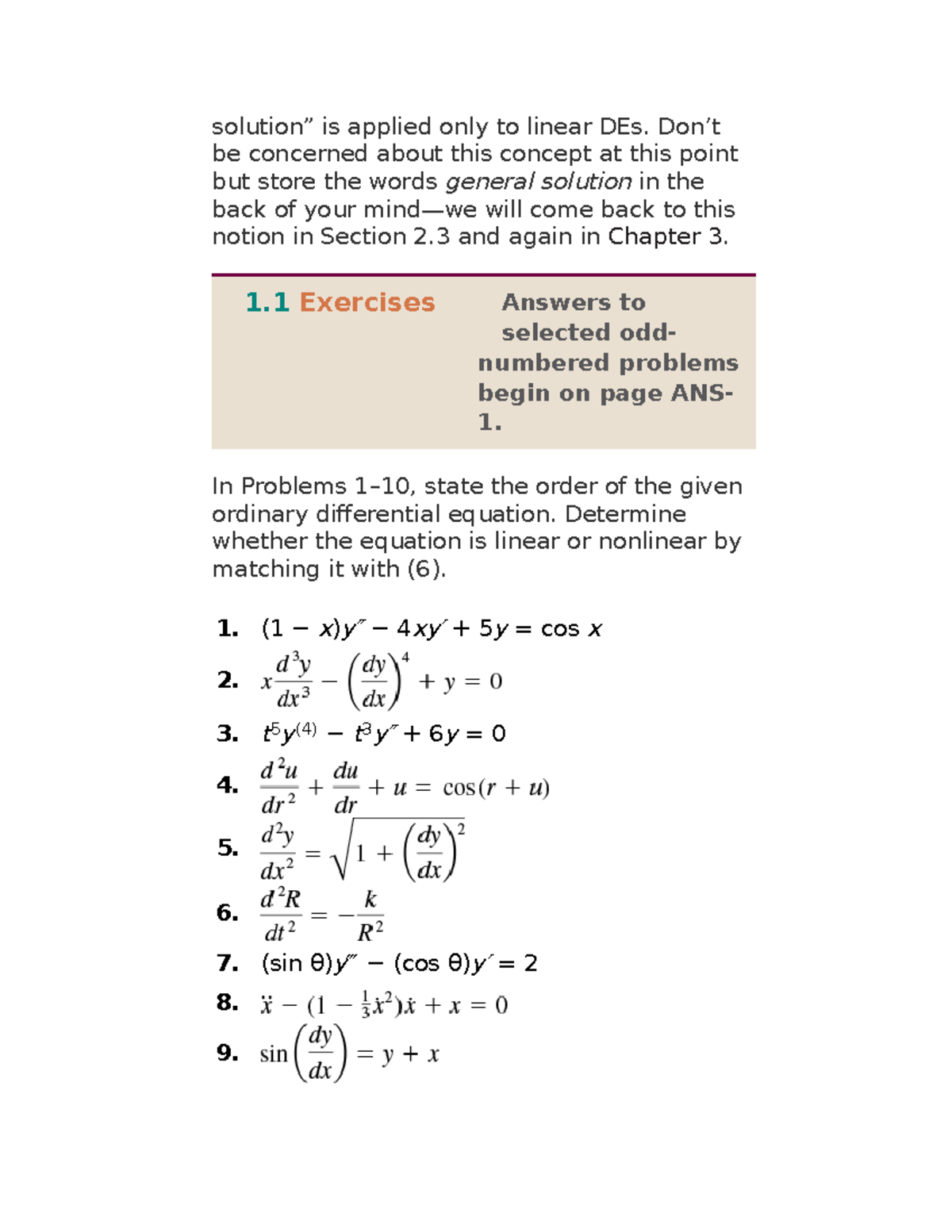 Ordinary Differential Equation Problems Set 1 (ODE 101) - Studocu