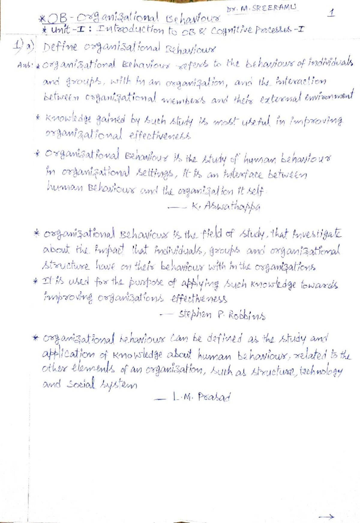 OB 4-2 Unit 1: Q&A Notes on Organizational Behavior Concepts - Studocu