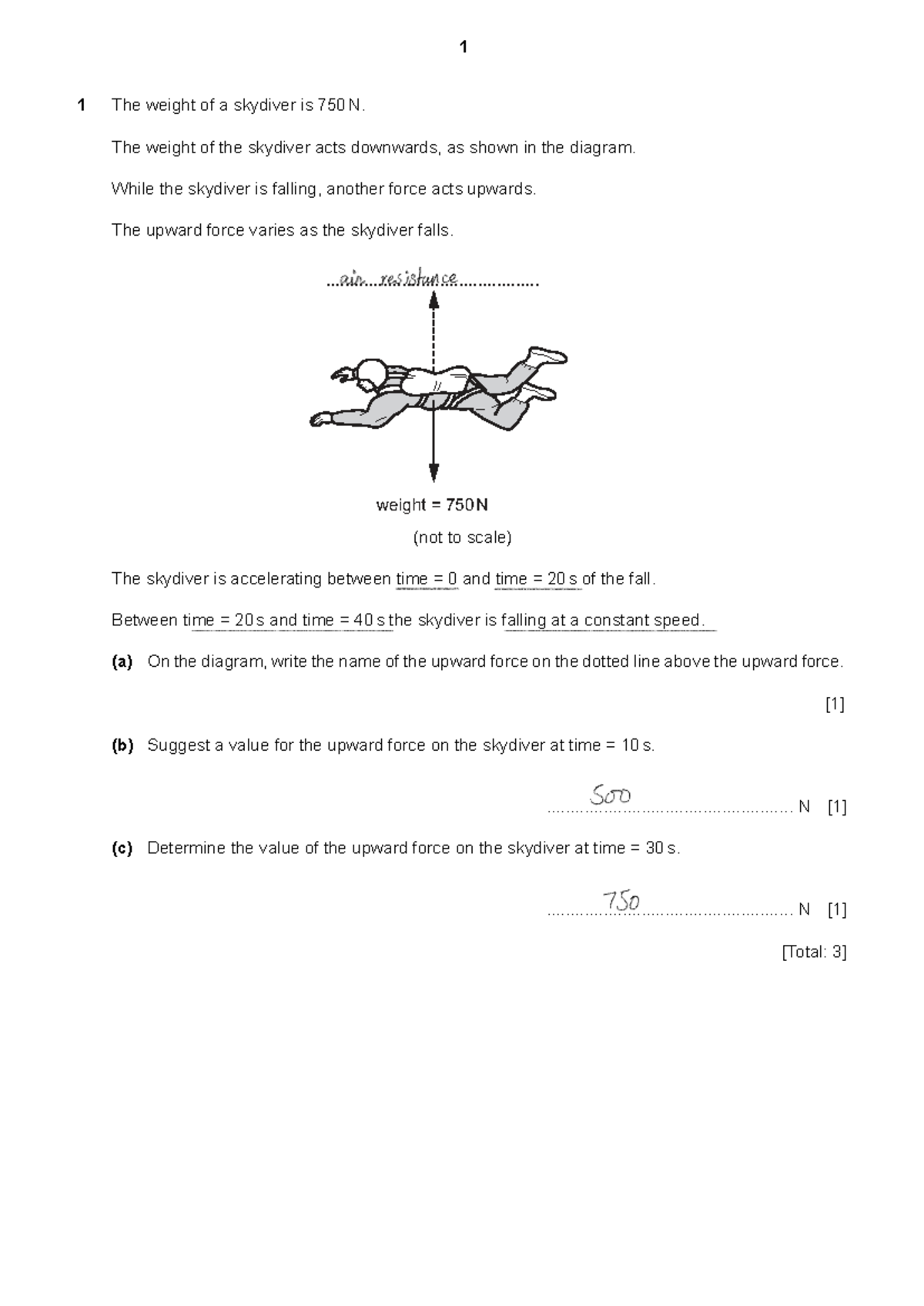 Test on Forces: Skydiver, Car, and Aeroplane Dynamics 260301 215106 ...