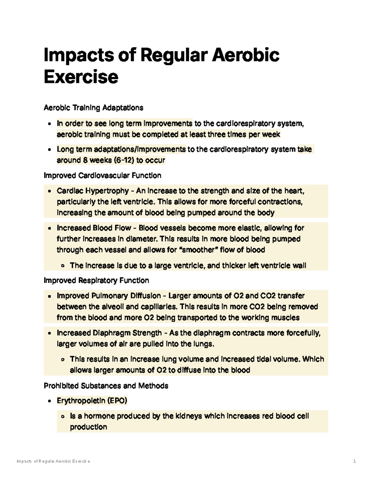 Impacts of Regular Aerobic Exercise: Training Adaptations and Benefits ...