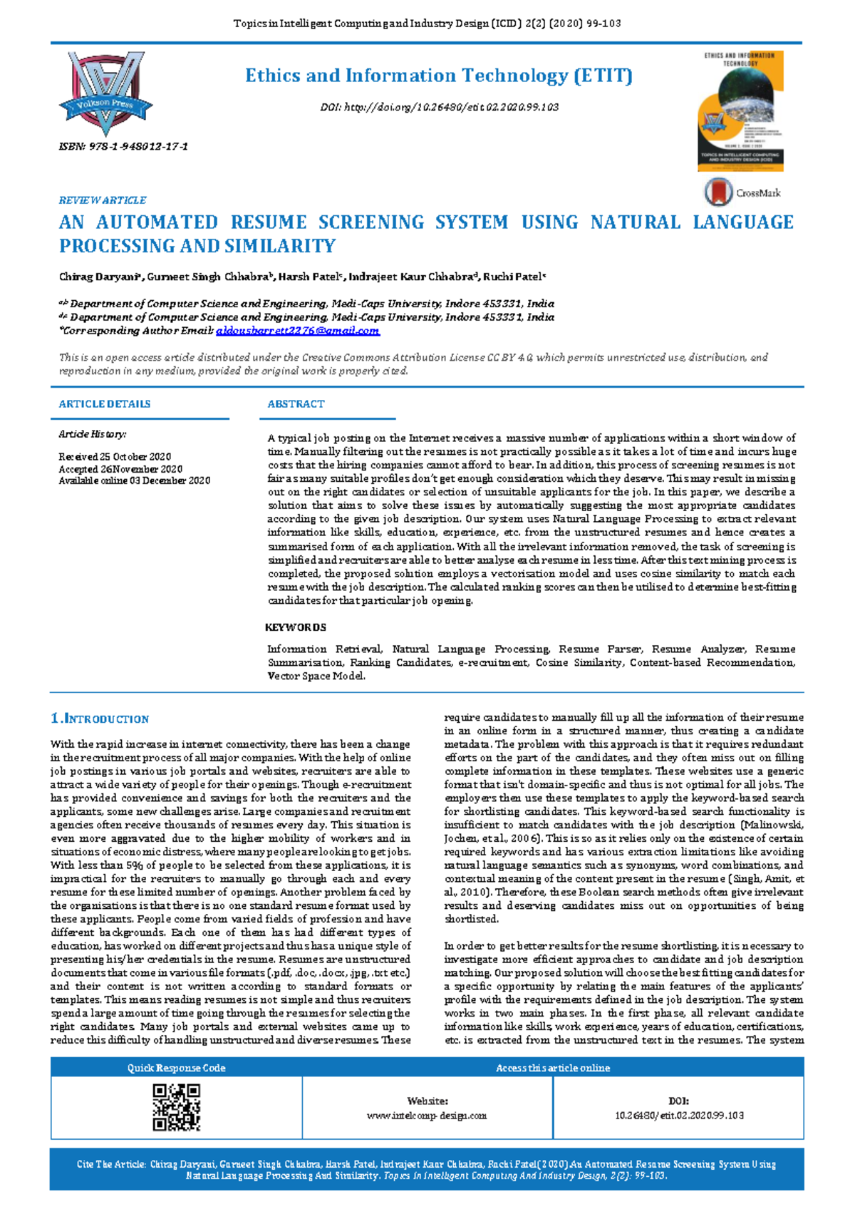 Automated Resume Screening System: Natural Language Processing in ETIT ...