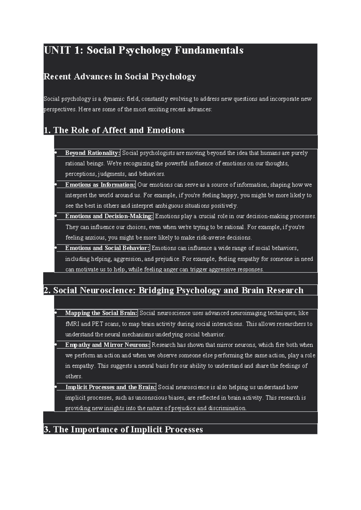 Social Psychology Notes: Recent Advances and Key Concepts (PSY 101 ...