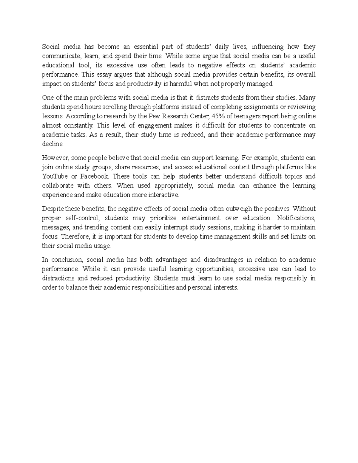 The Impact of Social Media on Student Academic Performance: An Essay ...