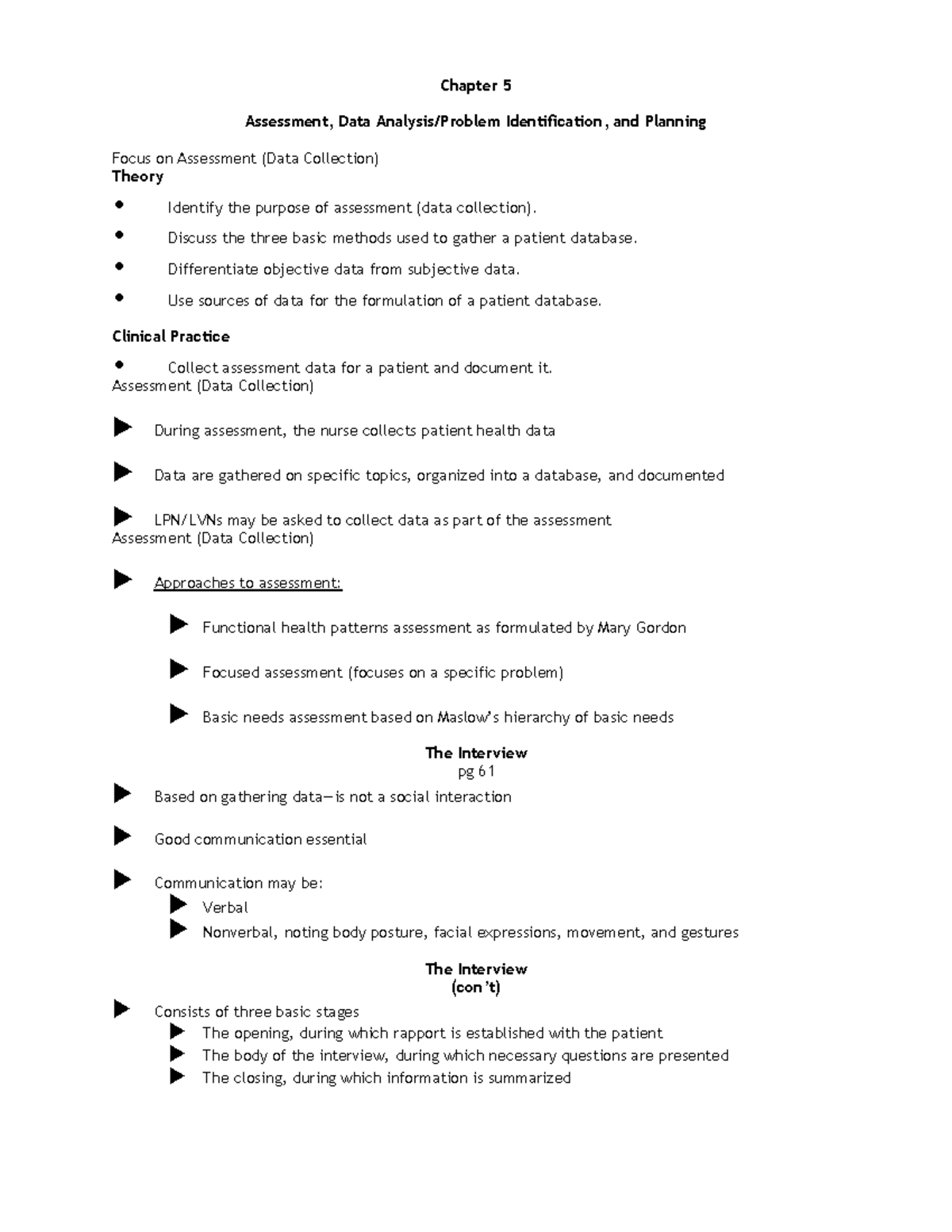 Chapter 5 Nursing Process: Assessment and Data Analysis Techniques ...