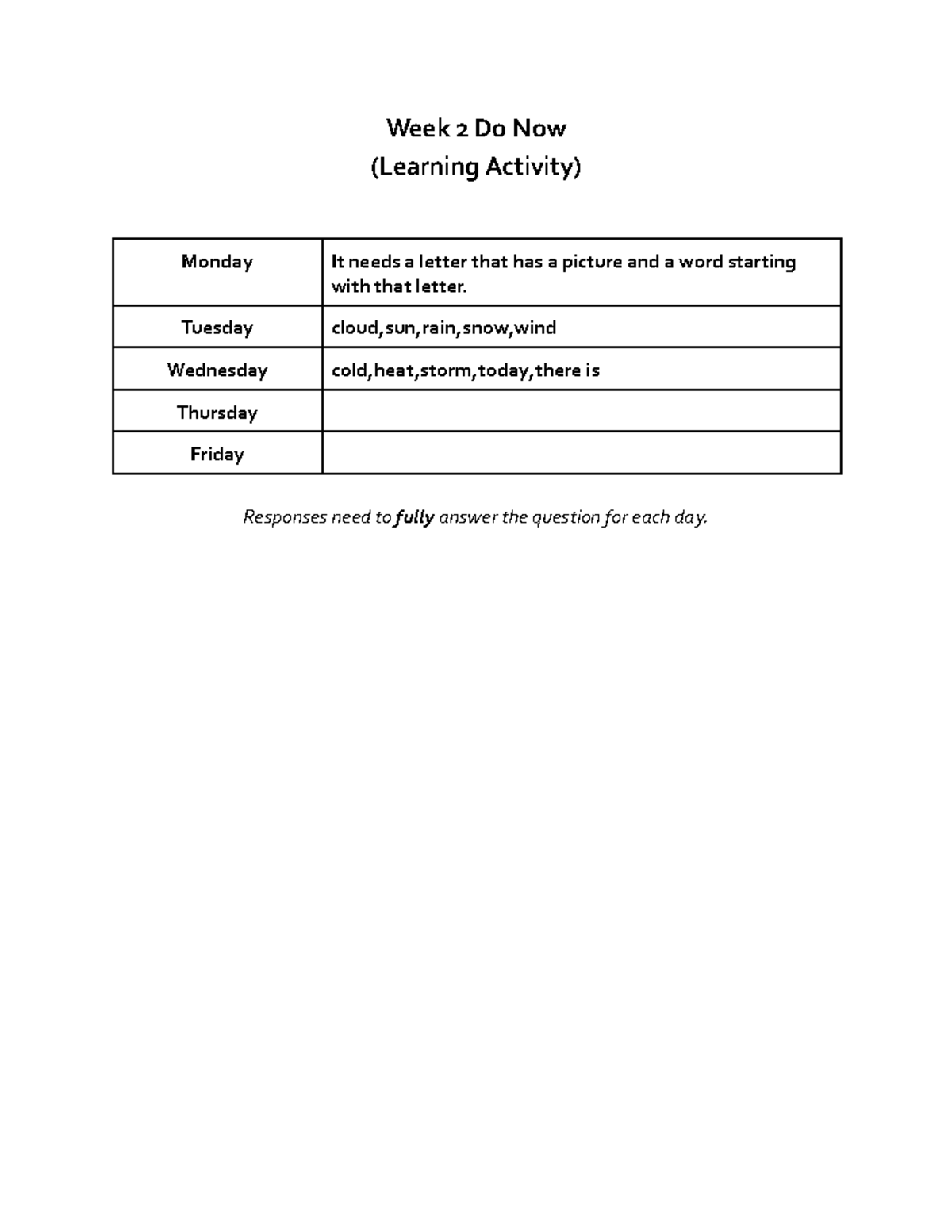 Jacob Stoehr - Week 2 Do Now - 17721766 - Week 2 Do Now (Learning ...