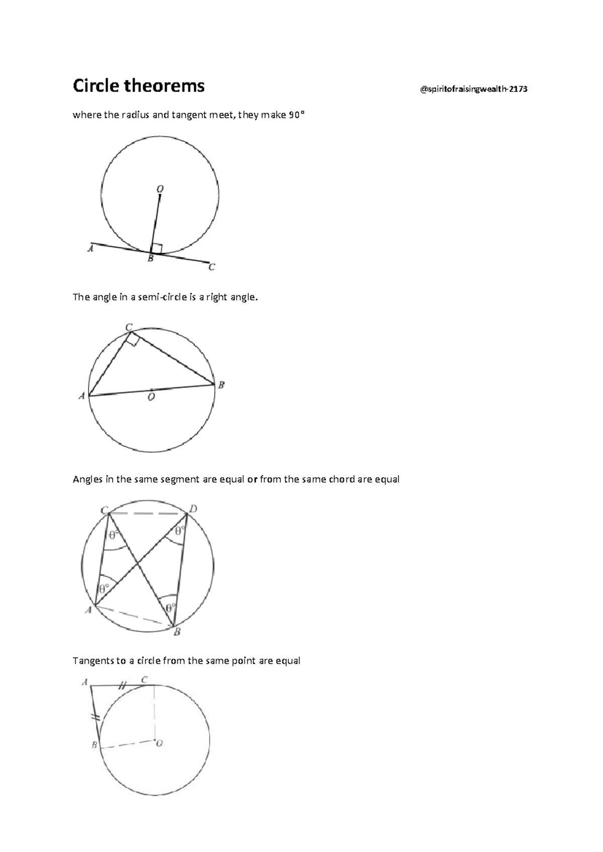 Circle theorems: Understanding angles and tangents in circles - Studocu