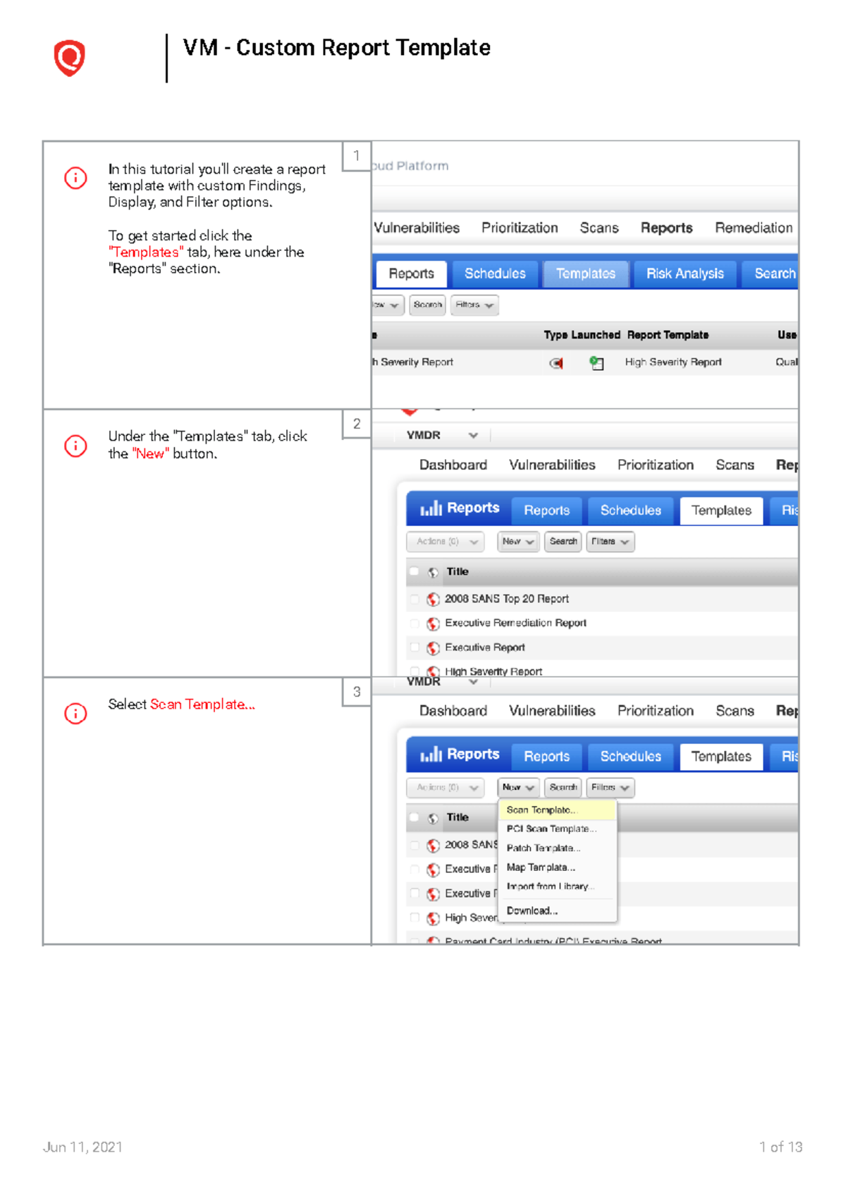 VM - Custom Report Template - - Studocu