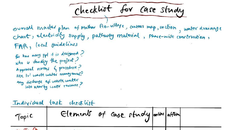 Habitat Studio - Case Study Checklist for Master Plan Analysis - Studocu