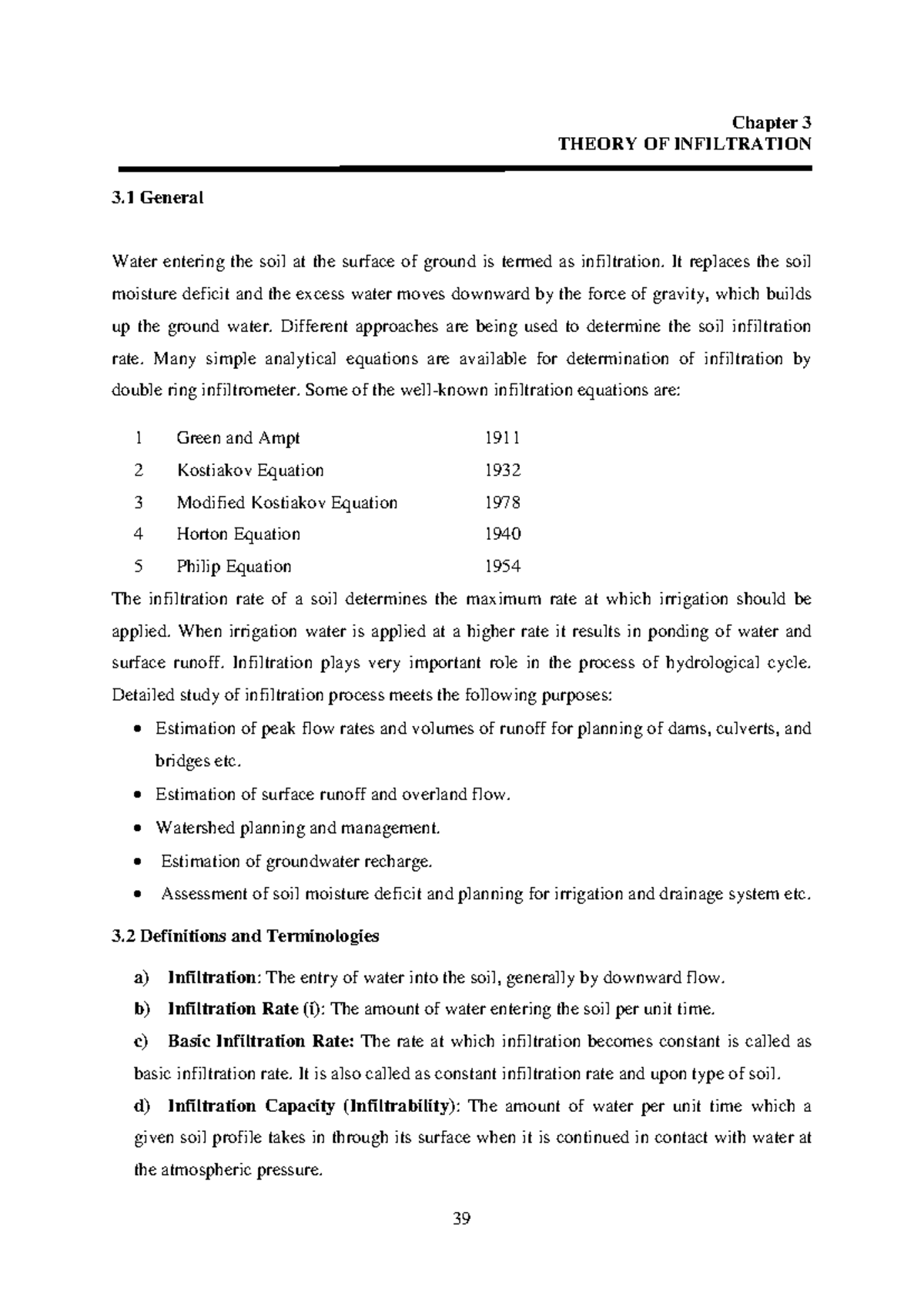 Sp Infiltration 2 - other - Chapter 3 THEORY OF INFILTRATION 3 General ...