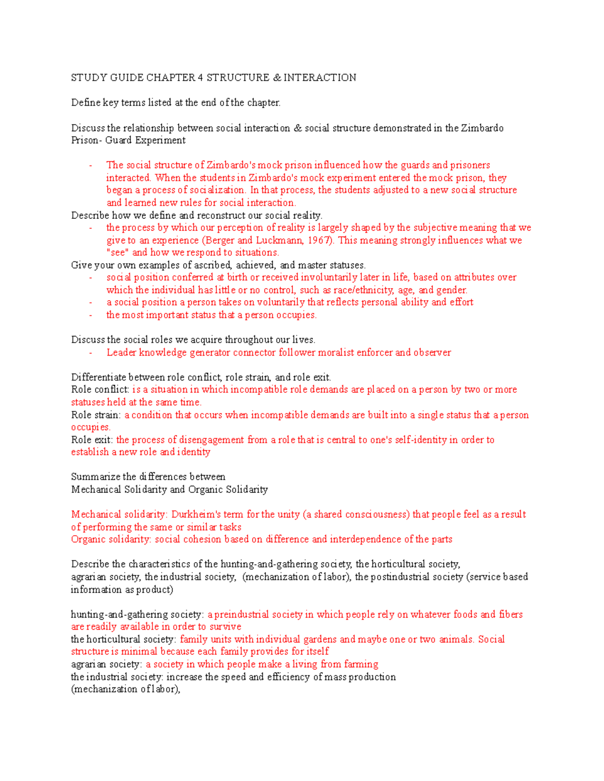 Study Guide for Chapter 4: Structure & Interaction (SOC 101) - Studocu