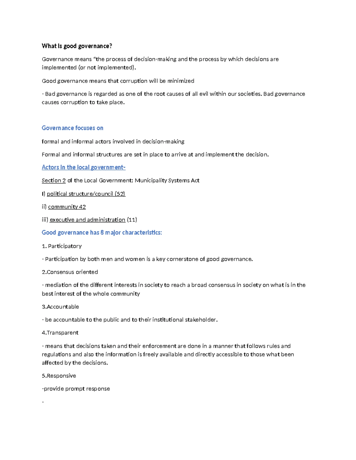 IURE 428 SU3 Notes - Local Governance in South Africa Overview - Studocu