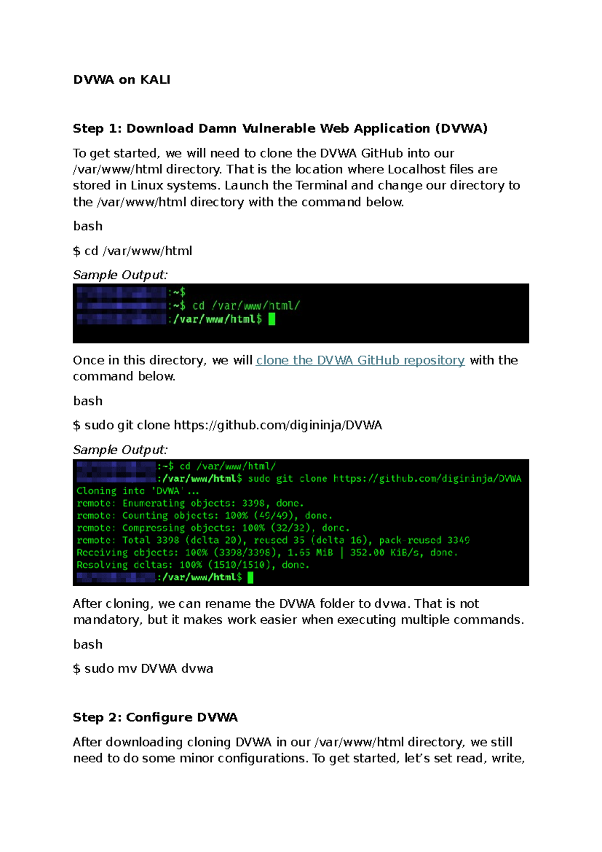 Installing and Configuring DVWA on KALI Linux - Web Security Guide ...