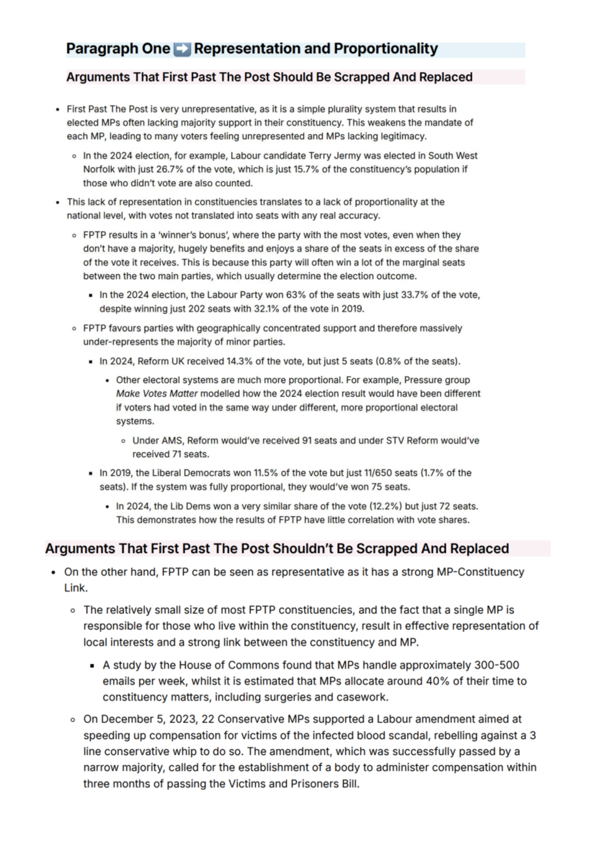Evaluate The Argument That FPTP Should Be Scrapped: Essay Plan - Studocu