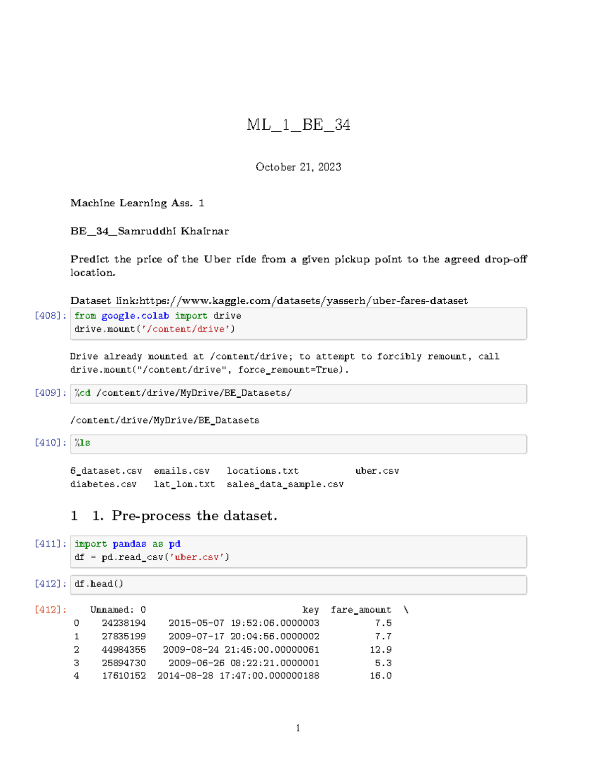 ML_1_BE_34 October 21, 2023 Machine Learning Assignment 1: Uber Fare ...