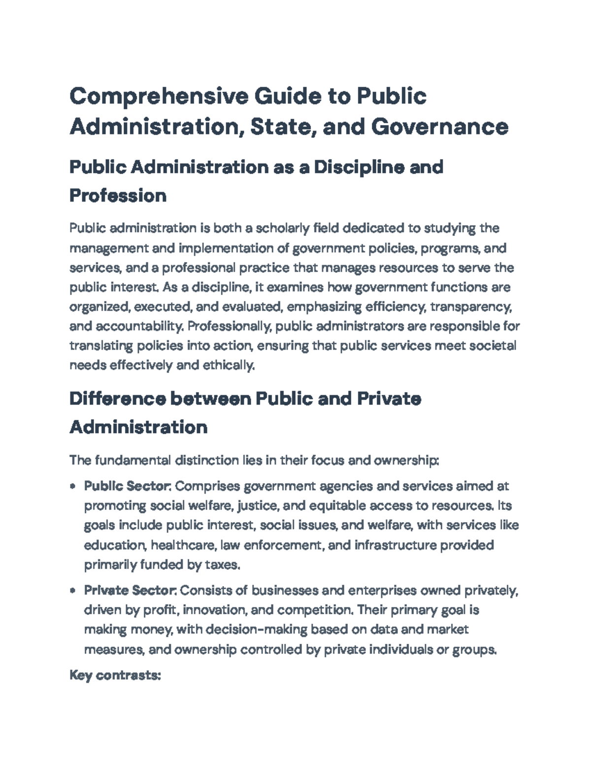 Comprehensive Guide to Public Administration (PA 101): Governance ...