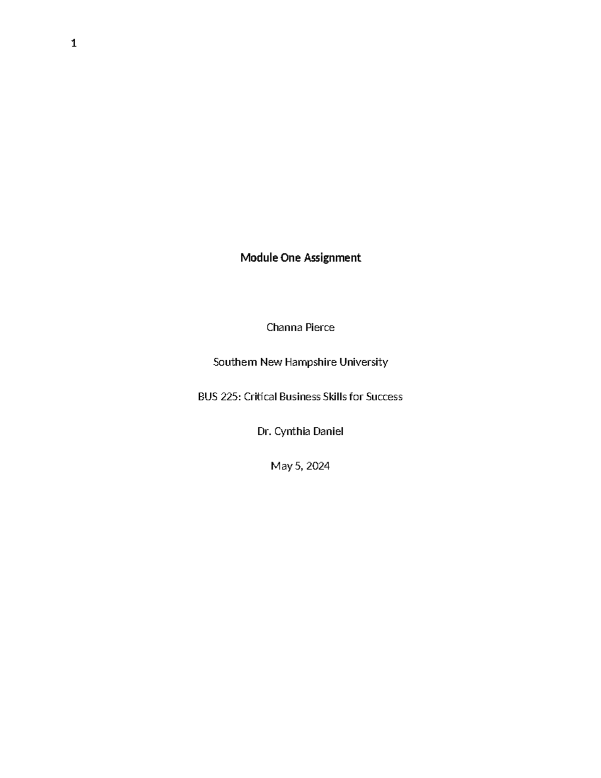 BUS225 Module One Assignment - Module One Assignment Channa Pierce ...