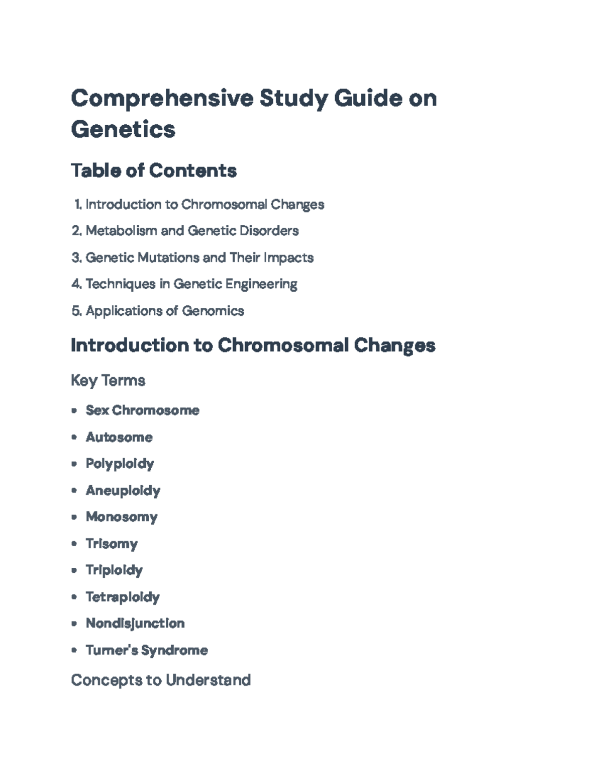 Comprehensive Genetics Study Guide for Exam Preparation (BIO101 ...