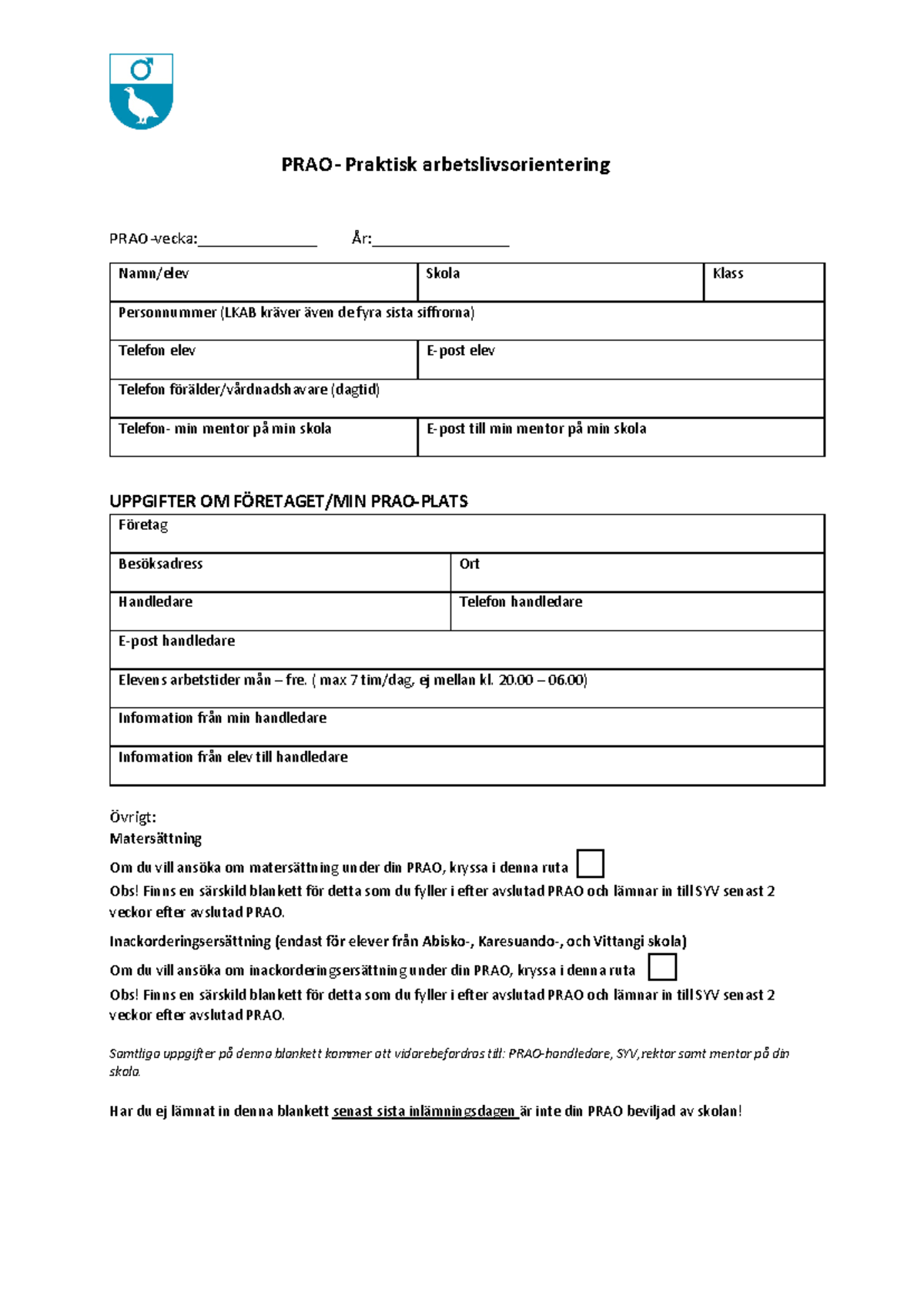 PRAO- blankett ifyllbar PDF - SK1023 - Studocu