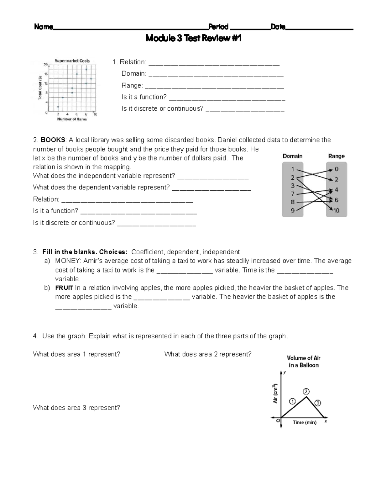 Module 3 Test Review #1: Functions & Relations Analysis - Studocu