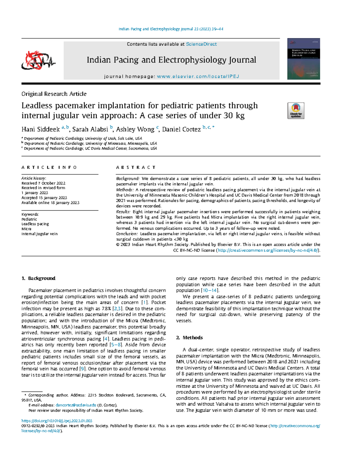 Leadless Pacemaker Implantation in Pediatric Patients