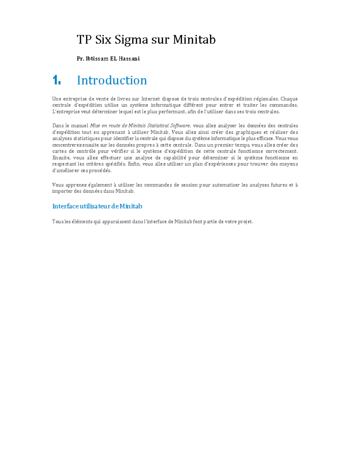 TP Six Sigma : Analyse des Performances des Centrales avec Minitab ...