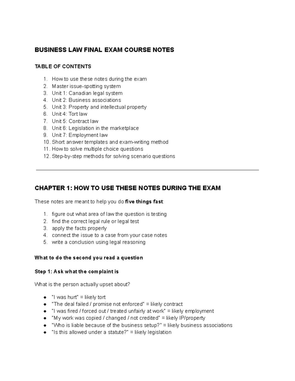 BUSINESS LAW FINAL EXAM STUDY NOTES AND STRATEGIES - Studocu