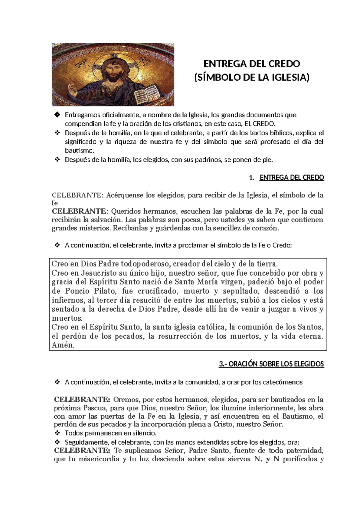 Rito de Entrega del Credo en la Iglesia: Significado y Proclamación ...