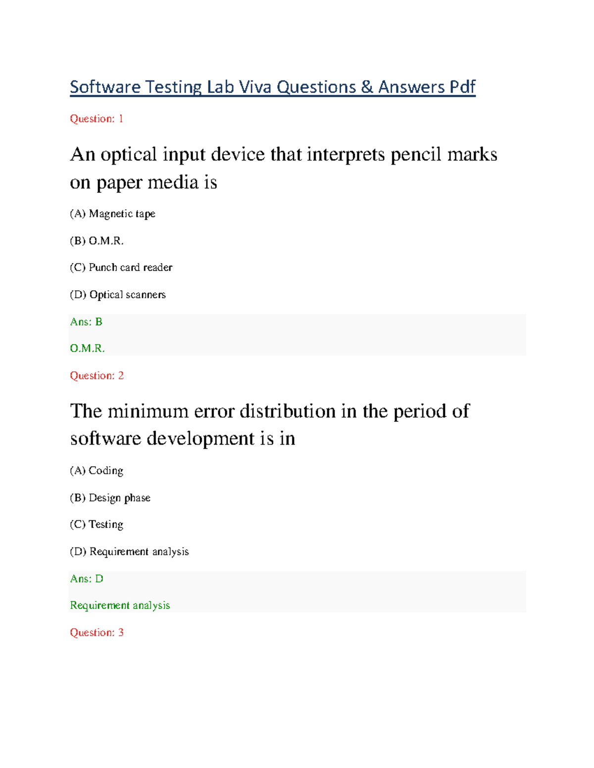 Software Testing Lab Viva Q&A: Key Concepts & Answers - Studocu