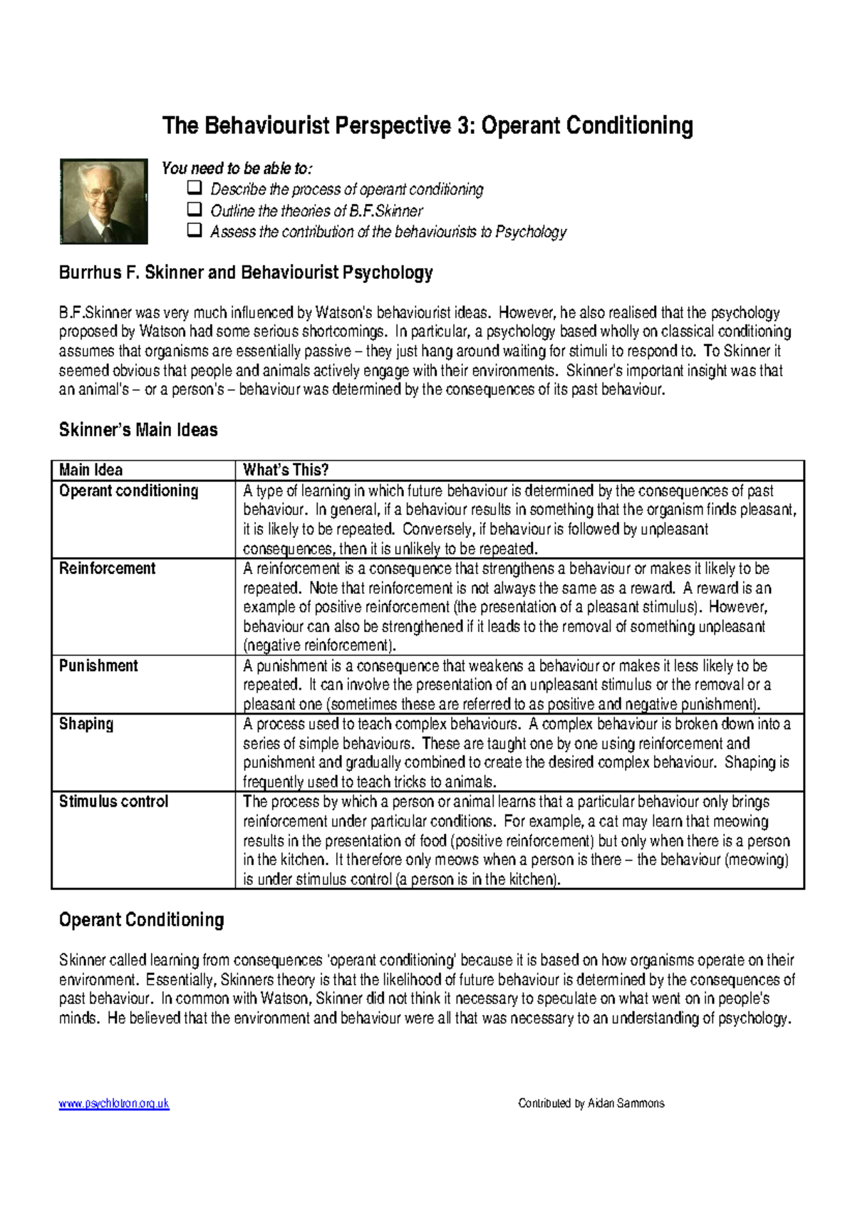 Operant Conditioning - informative - psychlotron.org Contributed by ...