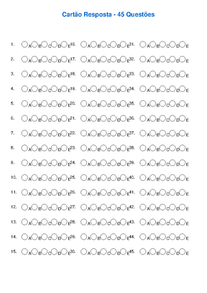 Cartao resposta estilizado 45 questoes - Cartão Resposta - 45 Questões ...