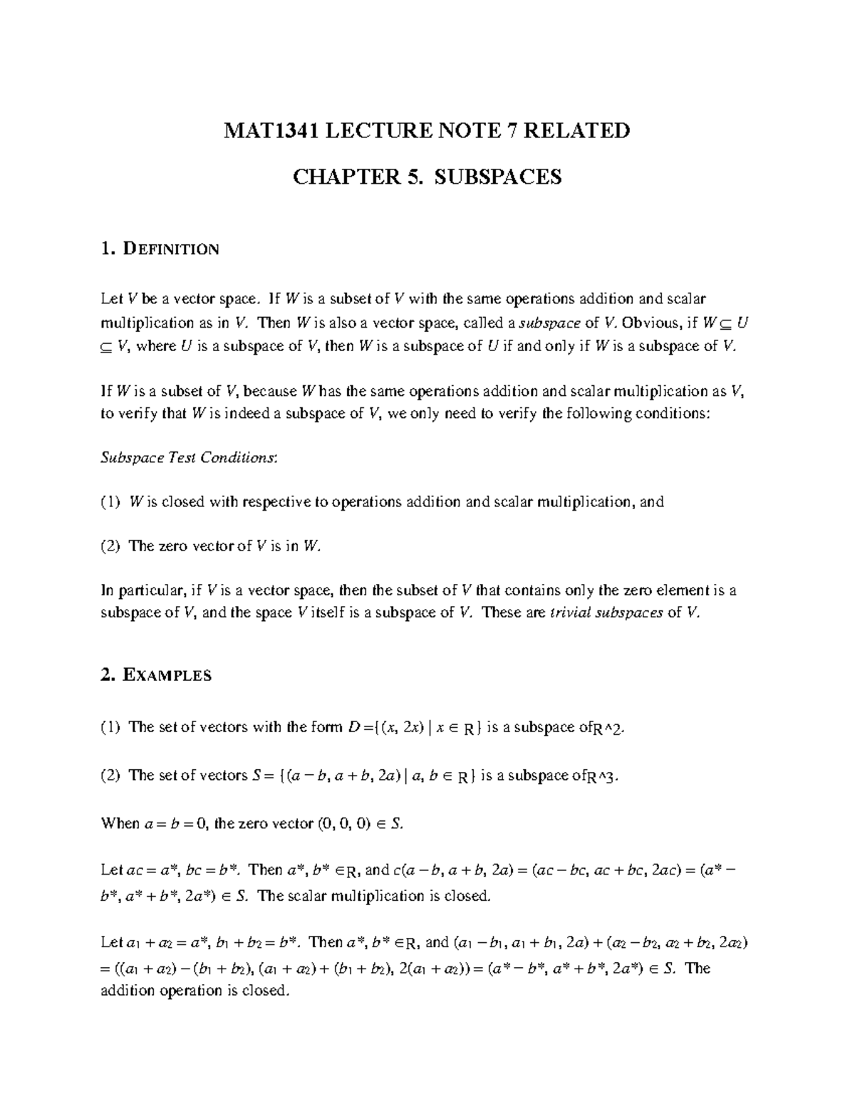 MAT1341 lectue 7 related - MAT1341 LECTURE NOTE 7 RELATED CHAPTER 5 ...