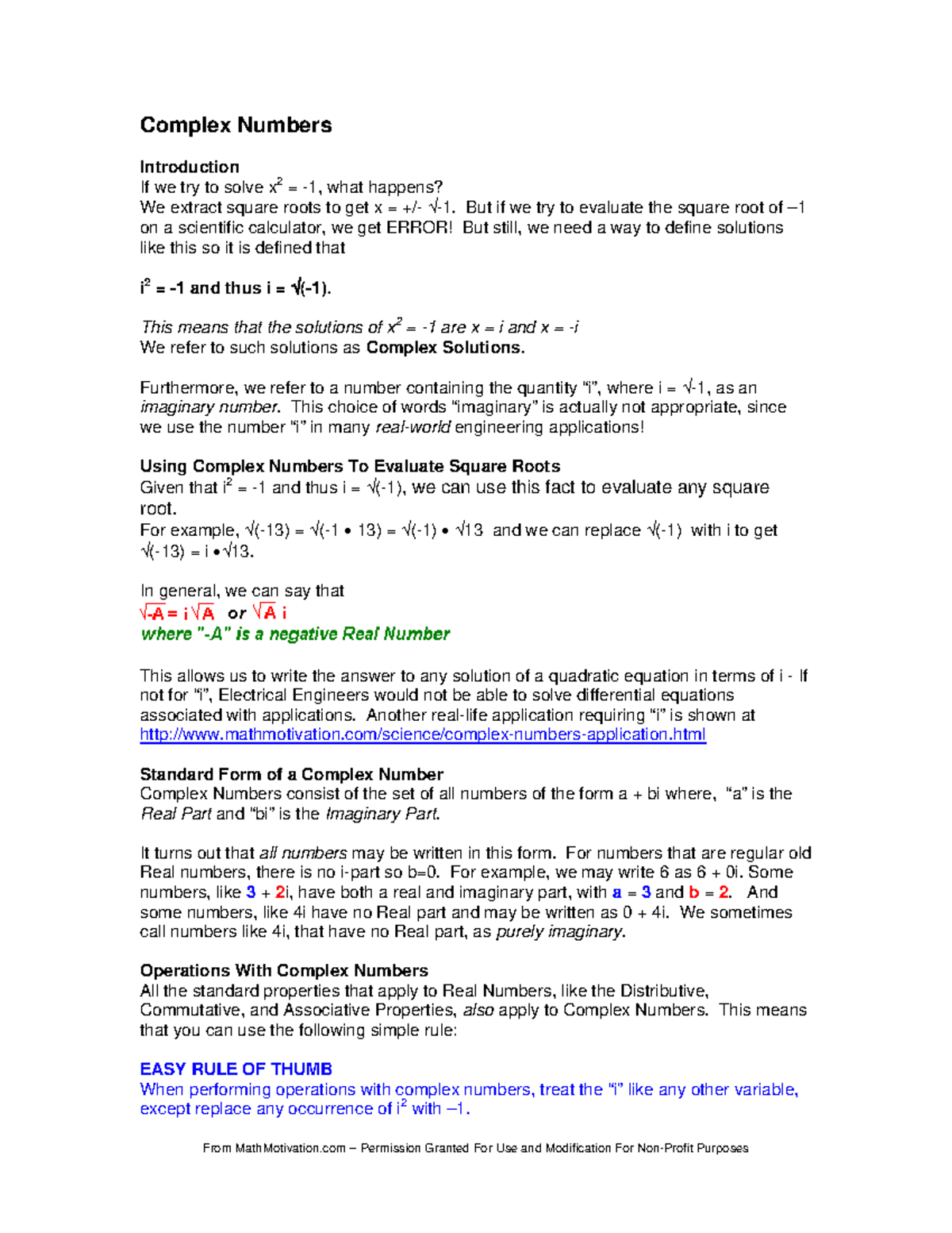 Complex Numbers - Lecture Notes 8 Overview and Operations - Studocu