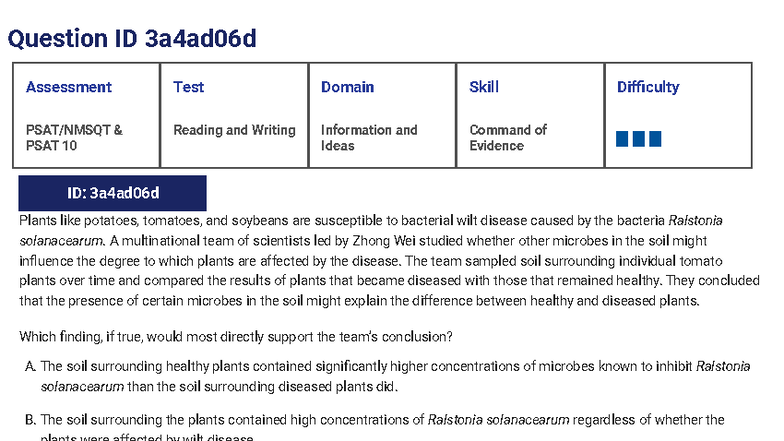 PSAT 10 Reading and Writing Assessment Test: Sigma Boy Project - Studocu