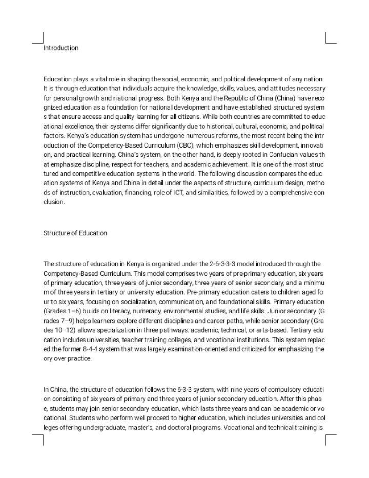 Comparative Study of Education Systems in Kenya and China (EDU 101 ...